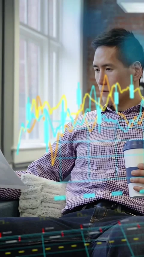 Vertical video: Analyst picking report comparing pages with finance charts Stock Footage 333157618