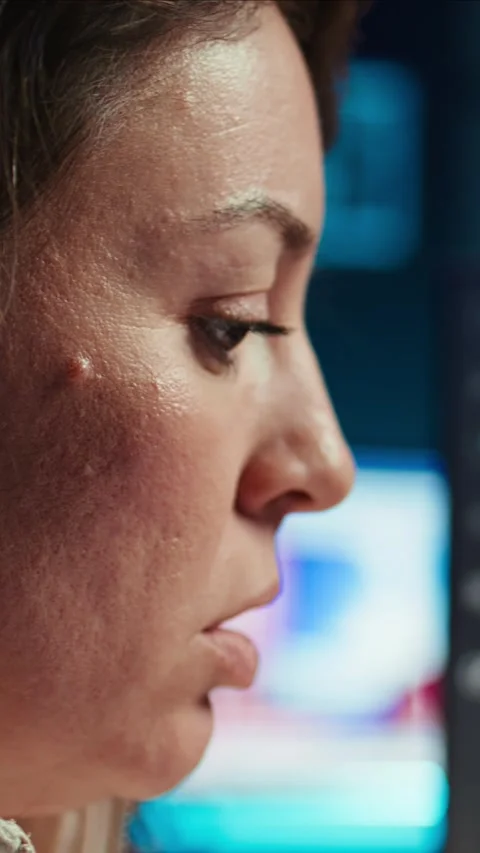 Vertical video Angry programmer feeling frustration after failing to secure Video stock 283507881