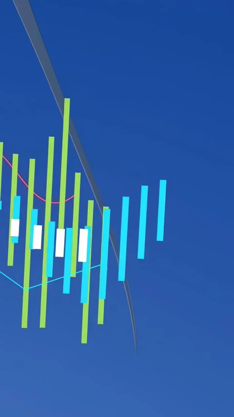 Vertical video: Animated chart after pause, bars rising, candles forming, lines Stock Footage 334547321