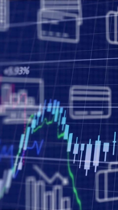 Vertical video: Animated chart rising after traces appearing, camera panning Stock Footage 332735327