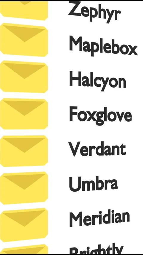 Vertical Video of Animated Envelope Icons with Modern Name List for Mobile and Stock Footage 335386091