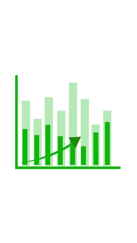 Vertical video animated green bar chart decreasing data graph business pres.. Stock Footage 321630004