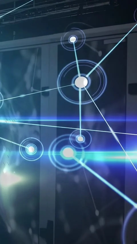 Vertical video: Animated HUD overlay pulsing from small node and mapping data Vidéo 334543935
