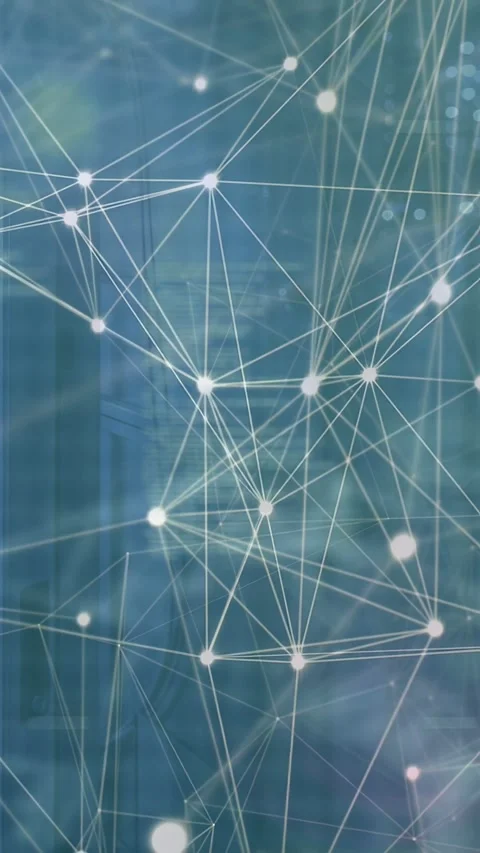 Vertical video: Animated network overlay on load, nodes pulsing and clustering Stock Footage 333020632