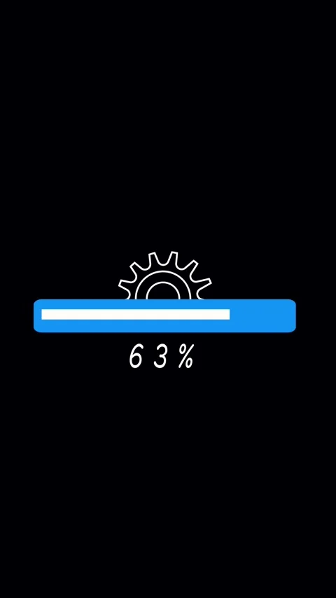 Vertical video animated progress bar loading gear icon 37 percent complete .. Stock Footage 321630132