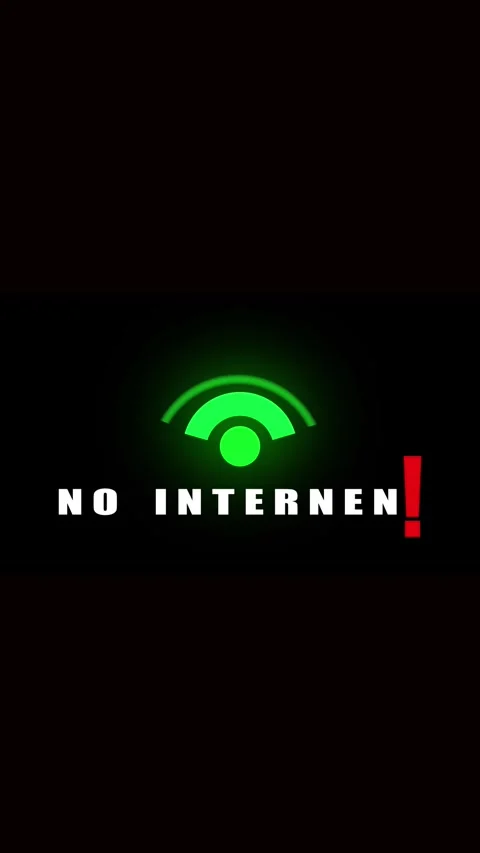 Vertical video animated WiFi warning glowing green no internet digital glit.. Stock Footage 321629336