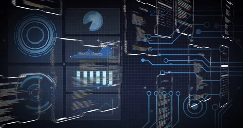 Vertical video: Animating data panels sliding, linking to code panels on grid, Stock Footage 331161326
