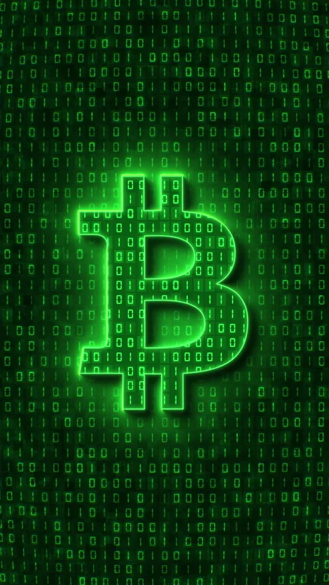 Vertical video animation - Bitcoin sign in light green. Video stock 242513478