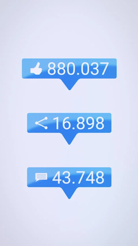 Vertical video animation of buttons with Like, Share and Comments. Stock Footage 308346423