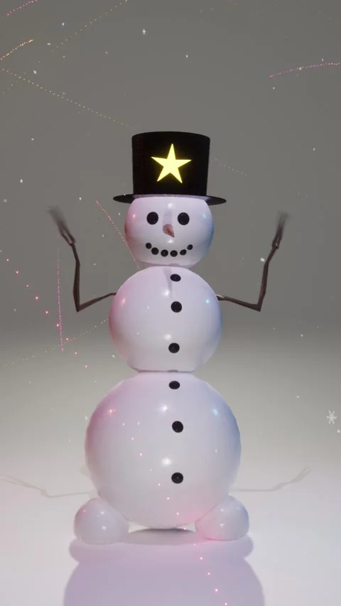 Vertical video animation with dancing snowman in fireworks background Stock Footage 283118852