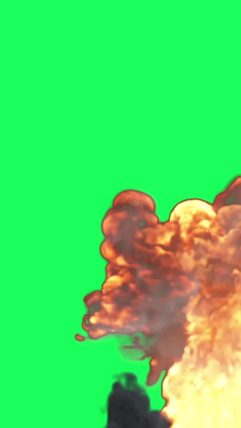 Vertical video animation of  Fire Ball Explosion on green screen Stock Footage 232661335