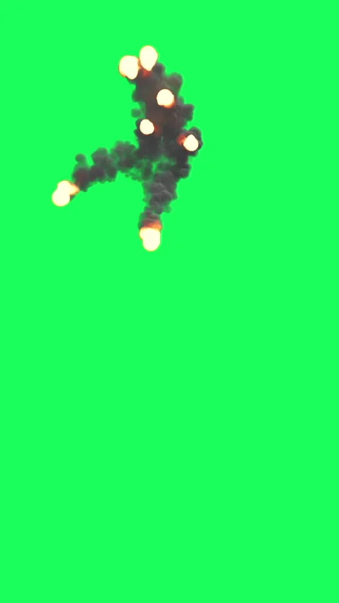 Vertical video - animation of  Fire Ball Explosion on green screen Video stock 232661672