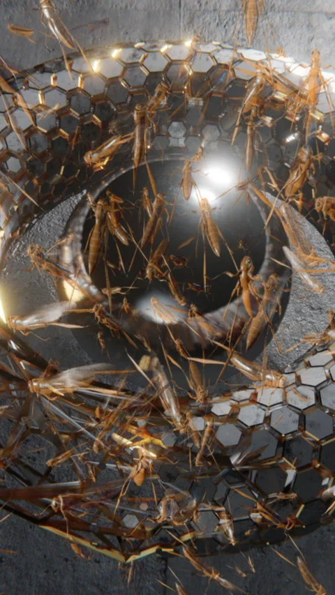 Vertical video animation - Futuristic technology as a torus object attacked.. Stock Footage 232766834