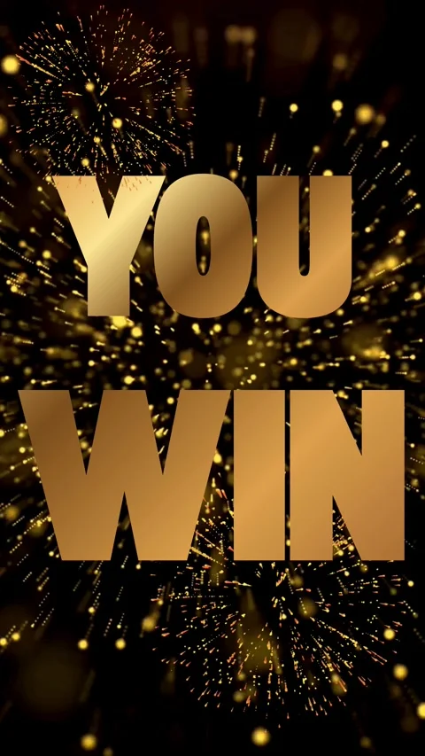 Vertical video with animation of golden text YOU WIN Stock Footage 335803389