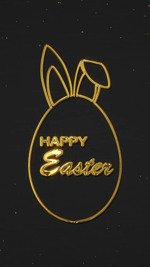 Vertical video animation of a Happy Easter greeting card with golden easter egg. Stock Footage 329019851