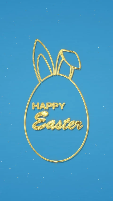Vertical video animation of a Happy Easter greeting card with golden easter egg. Stock Footage 329019889