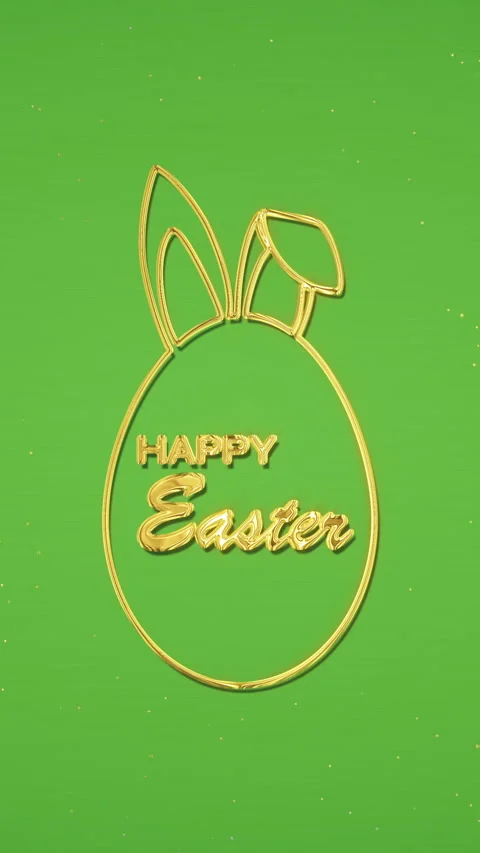 Vertical video animation of a Happy Easter greeting card with golden easter egg. Stock Footage 329020079