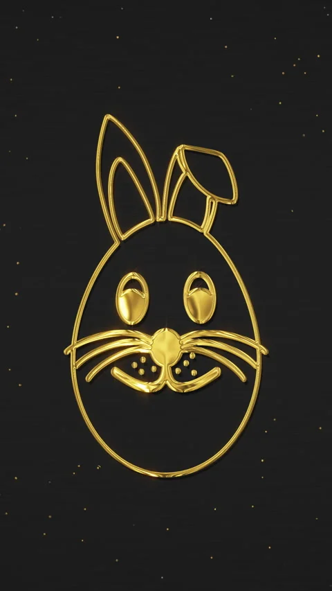 Vertical video animation of a Happy Easter greeting card with golden easter egg. Stock Footage 329537820