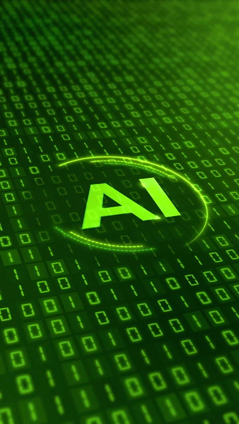 Vertical video animation of a modern AI design icon with a glowing effect. Stock Footage 333779036