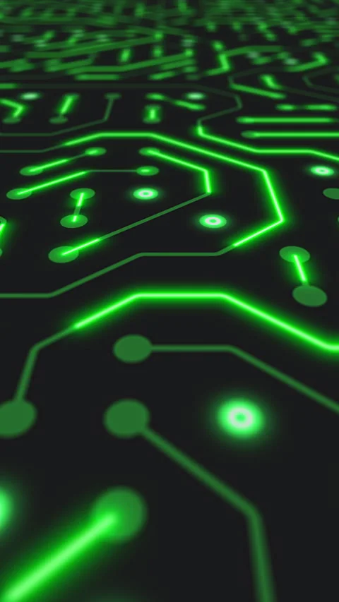 Vertical video animation of a printed circuit board in green. Stock Footage 309014278