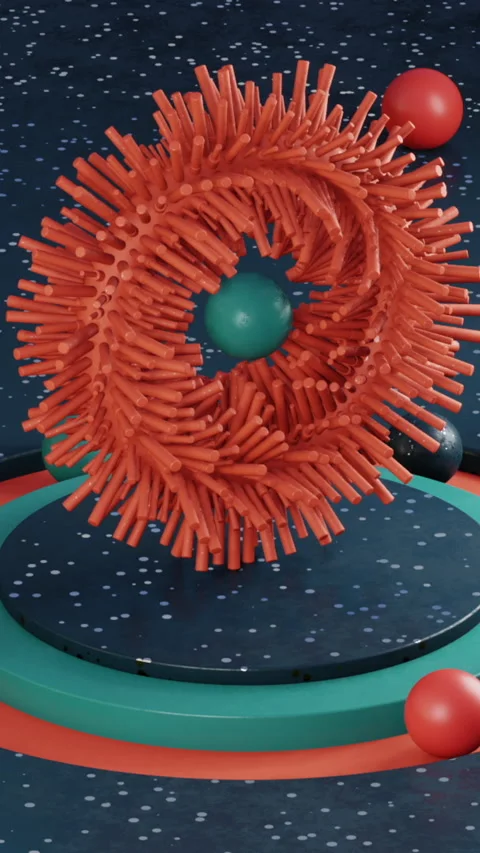 Vertical video - Animation of rotate 3D curved  abstract shape with soft co.. Stock Footage 233248299
