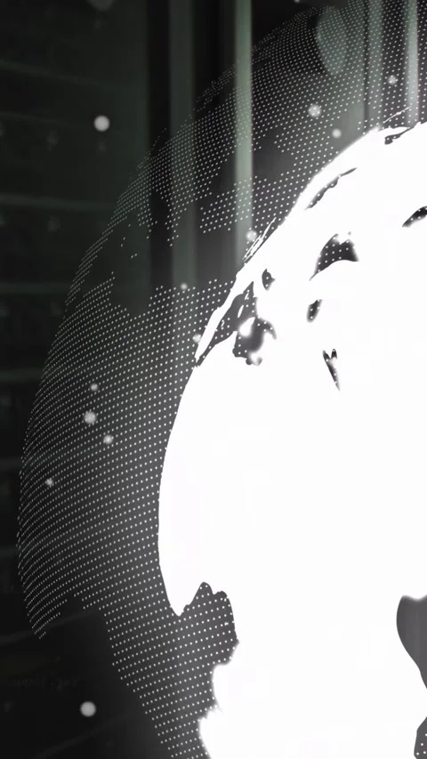 Vertical video: Animation starting, globe rotating and shifting, revealing Stock Footage 332846265