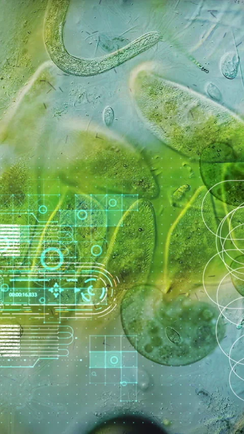 Vertical video animation - Viruses under microscope. Bacteria virus Stock Footage 237265522