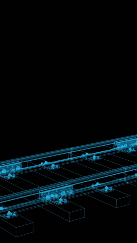 Vertical video animation - wire frame Mining cart with stone Stock Footage 232468001