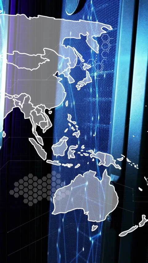 Vertical video: APAC map fading and intensifying on panel after blue LED pulse Vidéo 333235961