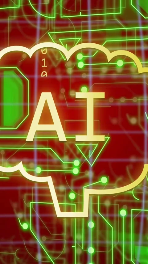 Vertical video: Arc wipe starting binary cascade, gold AI pulsing revealing Stock Footage 335355645