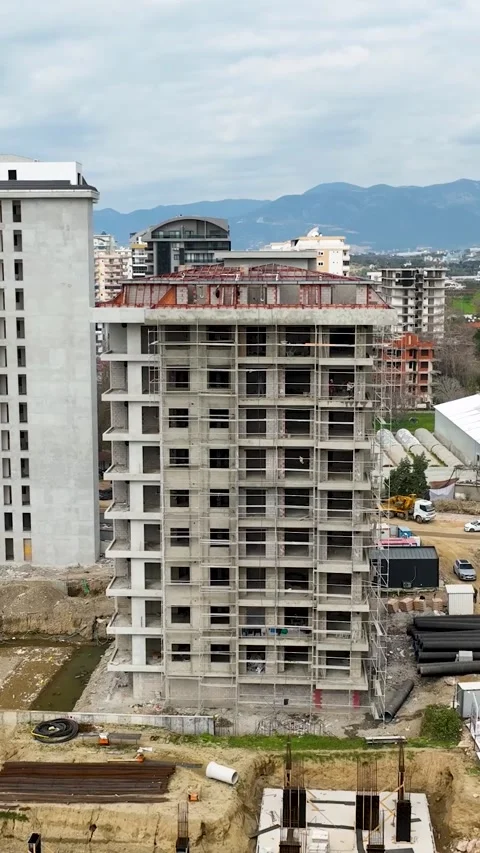 Vertical Video: Architectural Perspectives - Aerial View of Construction Sites Stock Footage 245222956
