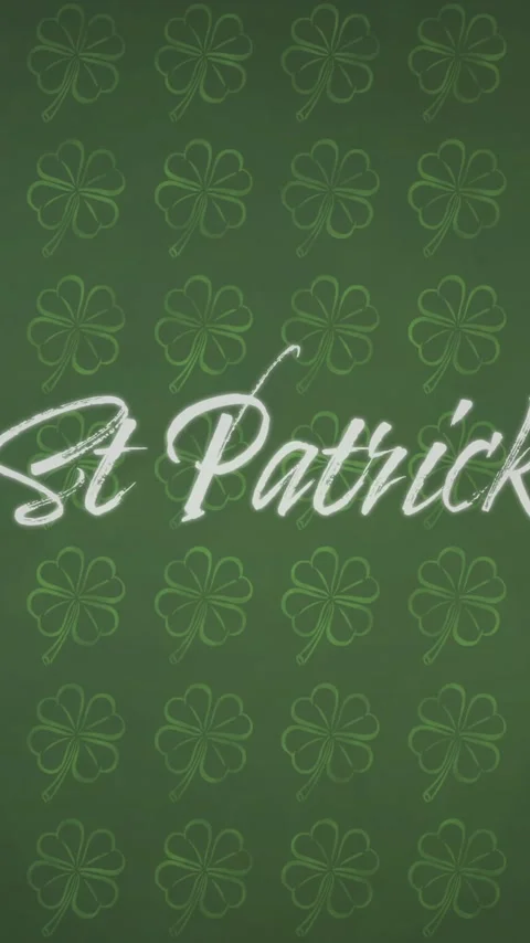 Vertical video: Arrow tracing causing clovers popping, fading over St Patrick Stock Footage 348569903