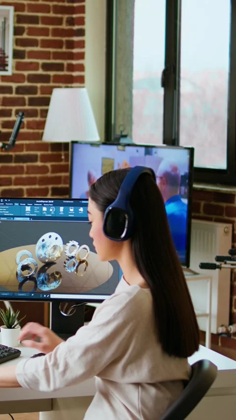 Vertical Video Asian professional engineer works on coding industrial designs Stock Footage 319468040