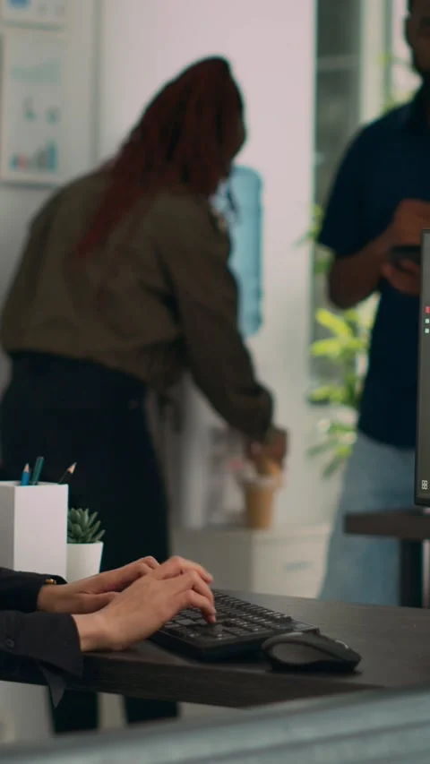 Vertical video: Asian programer typing big data code on computer to work on app Stock Footage 218576414