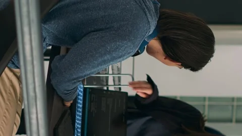 Vertical video: Asian team of IT engineers analyzing html code on terminal Stock Footage 219701915
