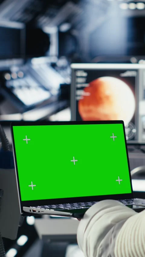 Vertical video Astronaut studying cosmic origins talks with Earth command center Stock Footage 310757108