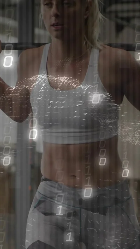 Vertical video: Athlete bracing, starting barbell squats for fitness, binary Stock Footage 331047156
