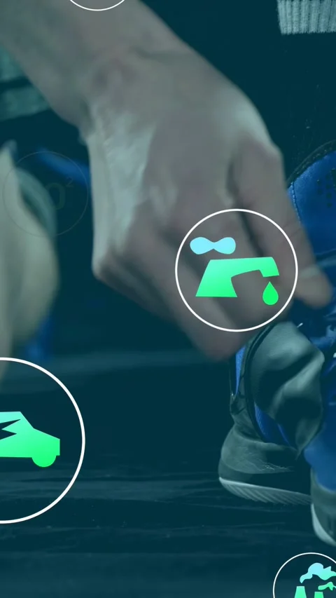 Vertical video: Athlete hands reaching and fastening clip on training shoe, Stock Footage 333036820