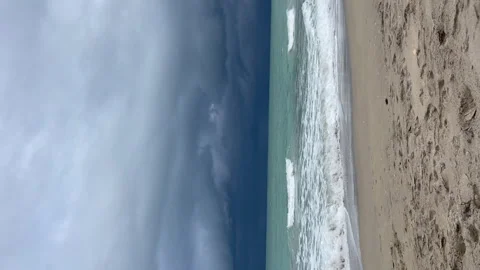 Vertical video of an Atlantic ocean. Ocean waves during thunderstorm. Stock Footage 295213272