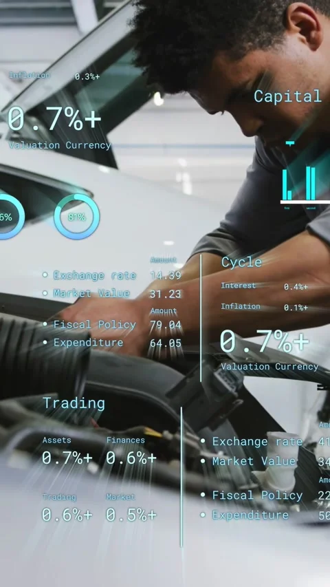 Vertical video: Auto tech leaning over engine while diagnostic starting with Stock Footage 334046727