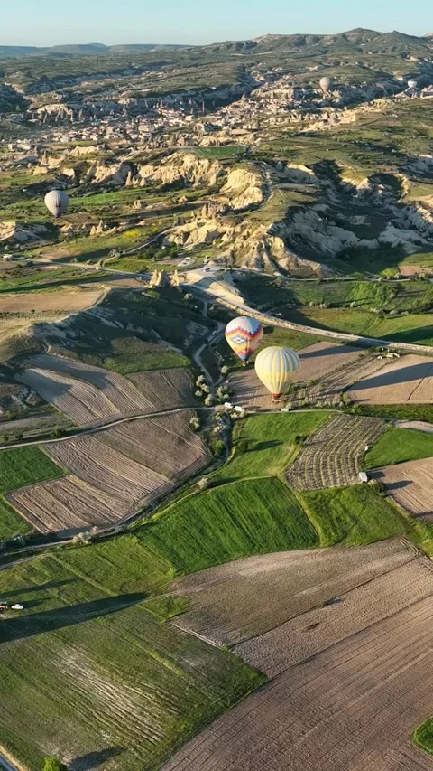 Vertical video Awesome aerial view of Goreme Historical National Park in Stock Footage 222301047