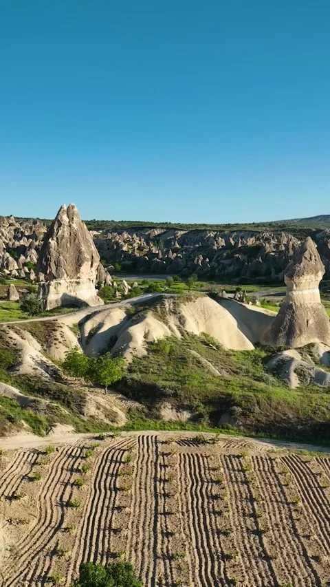Vertical video Awesome aerial view of Goreme Historical National Park in Stock Footage 222302750