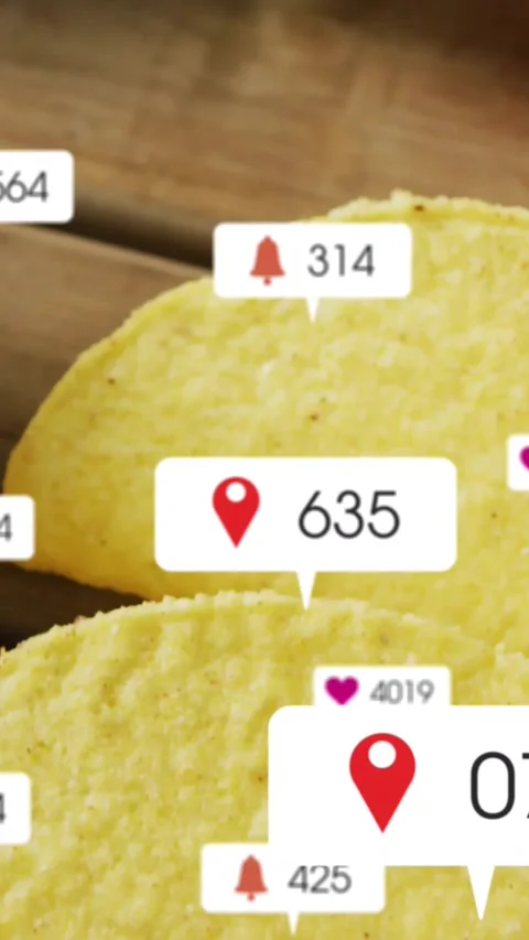Vertical video: Badge values updating, UI badges floating, cycling over Stock Footage 334600970