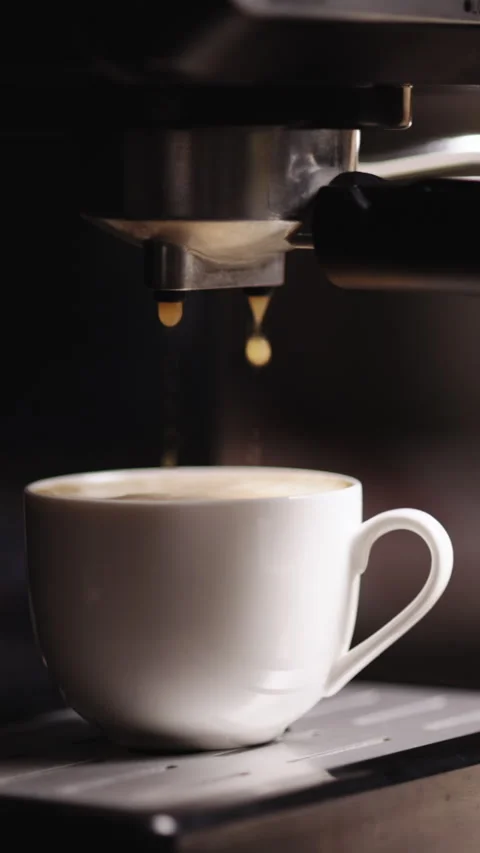 Vertical Video of Barista making latte in specialty coffee shop. Making pouring Stock Footage 305233290