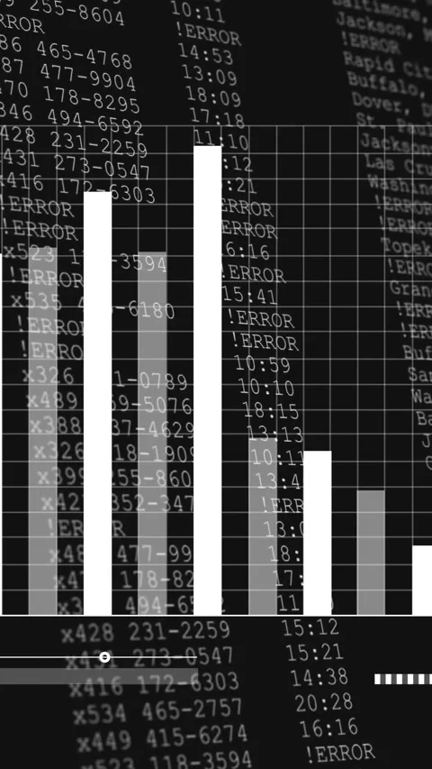 Vertical video: Bars pulsing on tech UI as slider moving to monitor, blue line Stock Footage 331739183
