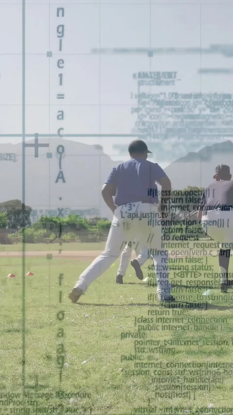 Vertical video: Baseball team doing cone drill on cue shuffling sprinting Stock Footage 331009073