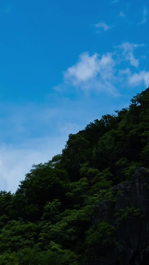 Vertical video, Beautiful panoramic view of mountains with clouds moving Stock Footage 314687972