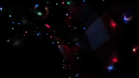 Vertical video. Beautiful presents under the Christmas tree. New Year interior.  Stock Footage 116753086