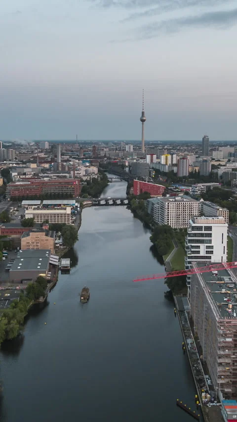 Vertical Video of Berlin, Germany, Vertical Aerial View Shot Stock Footage 310966792