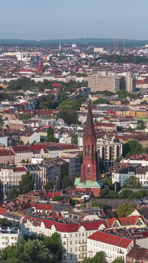 Vertical Video of Berlin, Germany, Vertical Aerial View Shot Stock Footage 310966806